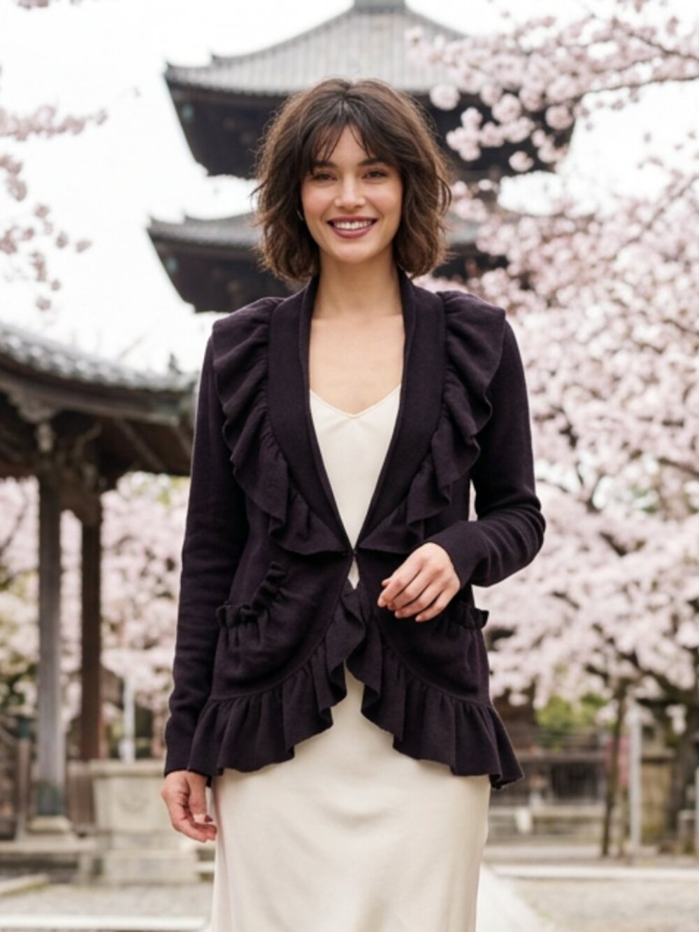Charlie & Robin Anthropologie Purple Wool Cardigan Sweater Jacket